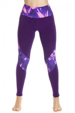Camille Womens Sportswear Purple & Pink Full Length Leggings
