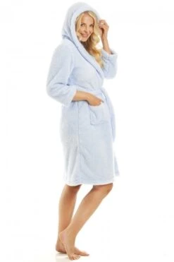 Camille Womens Super Soft Fleece Hooded Robes Blue -Camille Sales Store camille womens super soft fleece hooded robes blue p4054 76484 medium