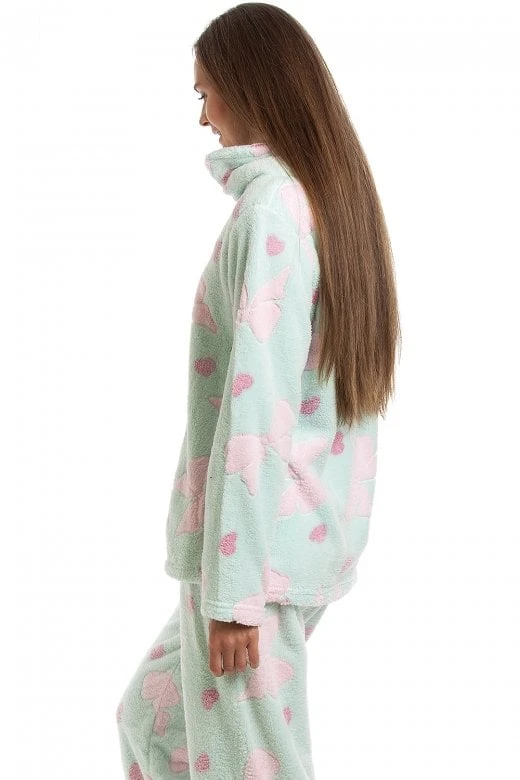 Camille Womens Supersoft Heart & Bow Embossed Pyjama Set 4 Camille Womens Supersoft Heart & Bow Embossed Pyjama Set - Image 2