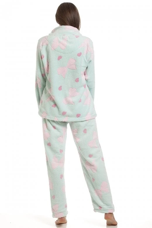 Camille Womens Supersoft Heart & Bow Embossed Pyjama Set 6 Camille Womens Supersoft Heart & Bow Embossed Pyjama Set - Image 4