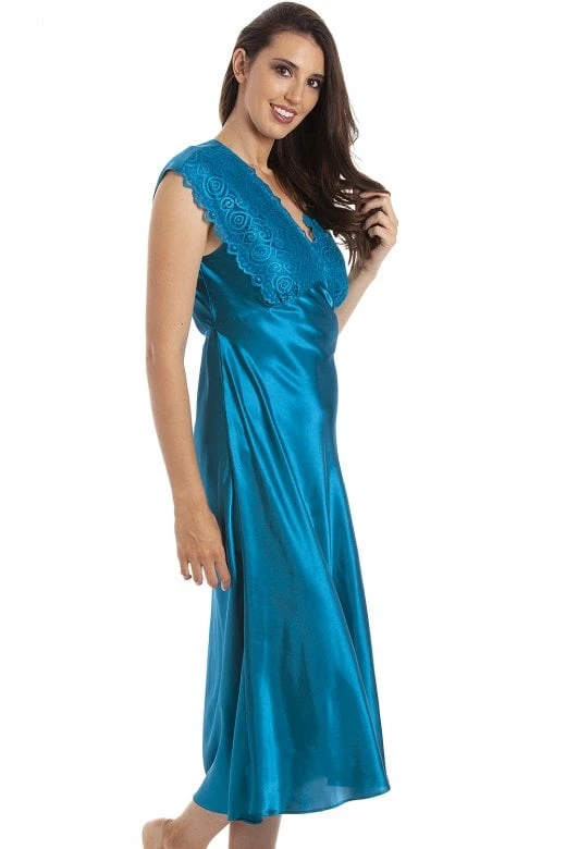 Camille Camille Womens Teal Satin Chemise 4 Camille Camille Womens Teal Satin Chemise - Image 2