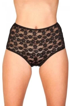 Camille Womens Three Pack Black Floral Lace Maxi Briefs