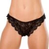 Camille Womens Three Pack Black Floral Lace Thongs -Camille Sales Store camille womens three pack black floral lace thongs p43 61 medium