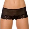 Camille Womens Three Pack Black Sheer Mesh Lace Boxer Shorts