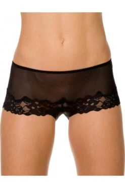 Camille Womens Three Pack Black Sheer Mesh Lace Boxer Shorts