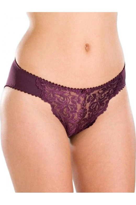 Camille Womens Three Pack Purple Floral Lace Midi Briefs 3 Camille Womens Three Pack Purple Floral Lace Midi Briefs