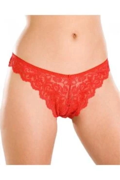 Camille Womens Three Pack Red Floral Lace Thongs
