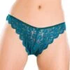 Camille Womens Three Pack Teal Floral Lace Thongs