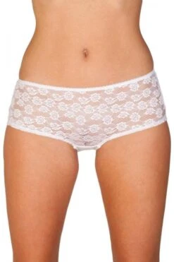 Camille Womens Three Pack White Floral Lace Boxer Shorts