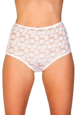 Camille Womens Three Pack White Floral Lace Maxi Briefs