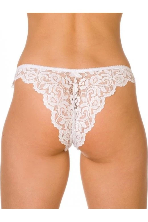 Camille Womens Three Pack White Floral Lace Thongs 4 Camille Womens Three Pack White Floral Lace Thongs - Image 2
