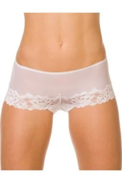 Camille Womens Three Pack White Sheer Mesh Lace Boxer Shorts
