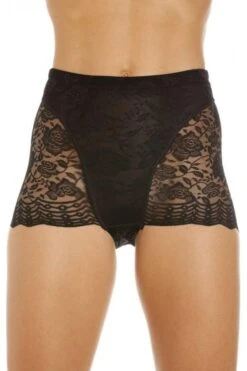 Camille Womens Two Pack Black Floral Lace Control Boxer Shorts
