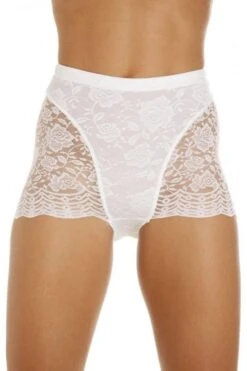 Camille Womens Two Pack White Floral Lace Control Boxer Shorts