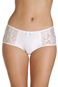 Camille Womens White Lace Panel Jacquard 3 Pack Boxer Shorts